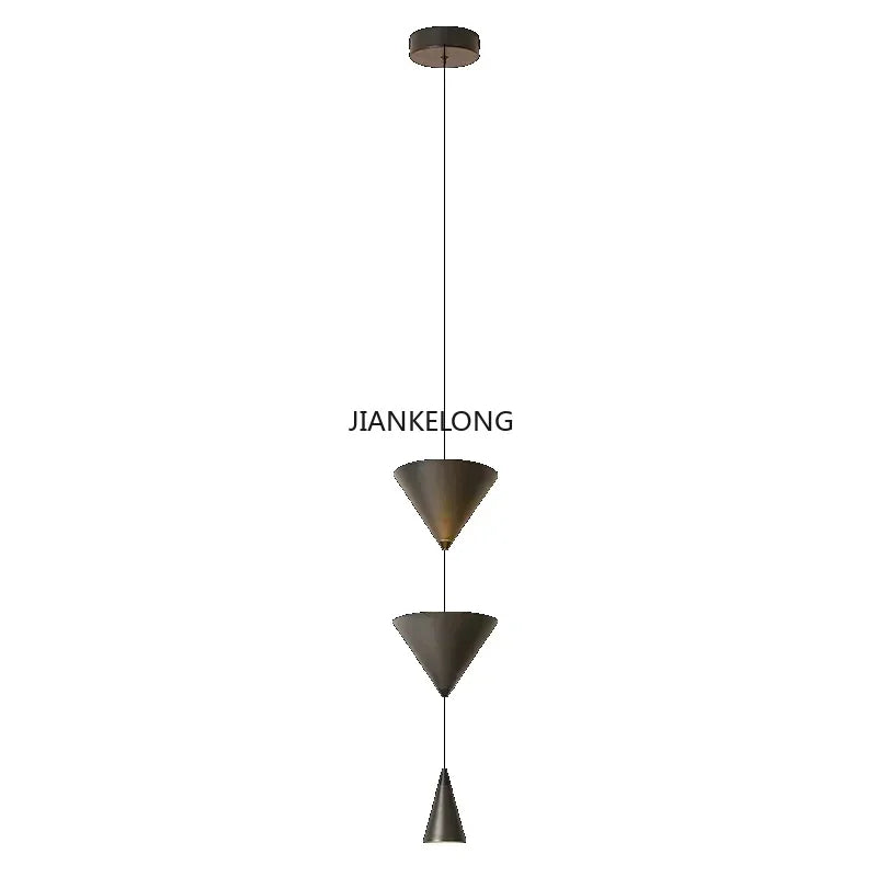 Nordic Minimalist LED Pendant Light for Living Room & Bedroom - Modern Black & White Conical Fixture