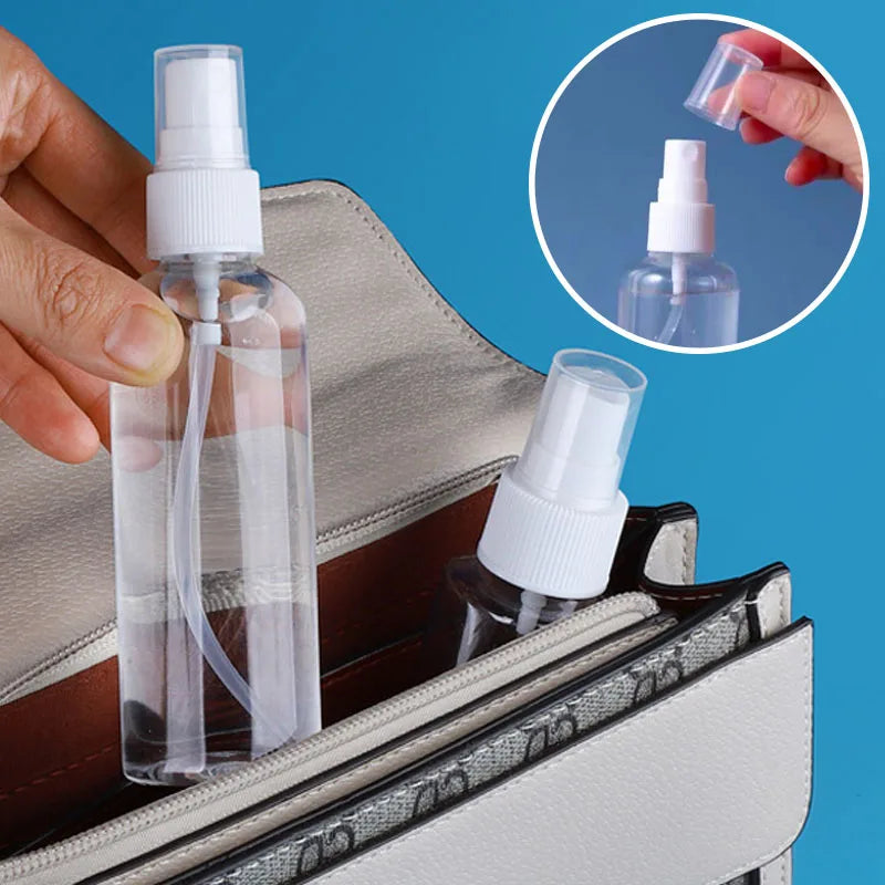 Refillable Travel Spray Bottles Set with Mist Pump - Portable Transparent Vials