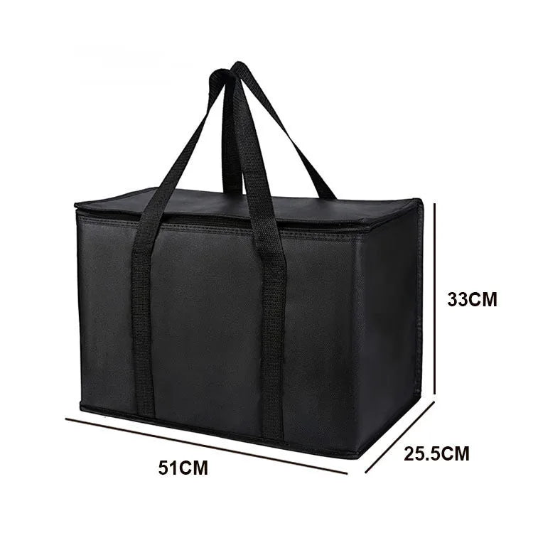 Large Reusable Insulated Food Bag - Foldable Hot Cold Takeout Tote