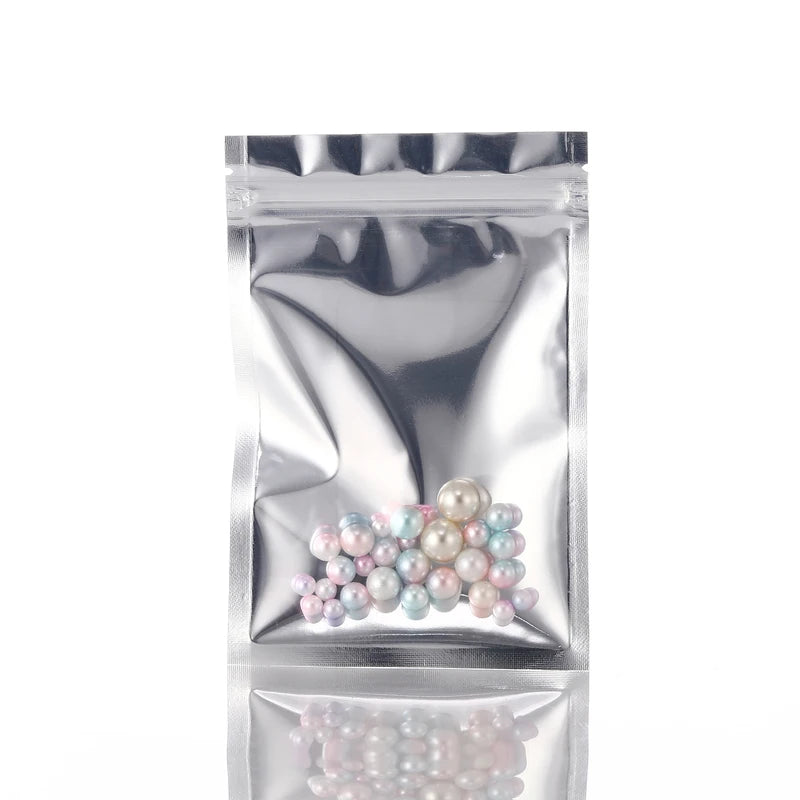 100pcs Transparent Ziplock Bags with Metallised One-Side for Packaging & Storage