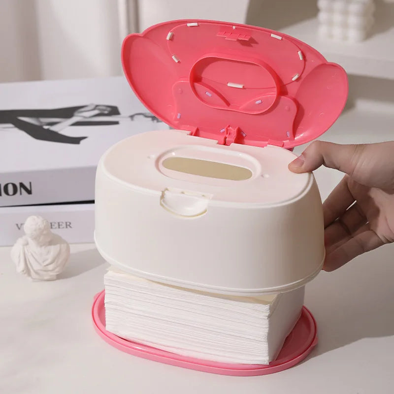 Cute Cartoon Tissue Box Holder for Bathroom & Bedroom - Large Capacity Tabletop Napkin Storage