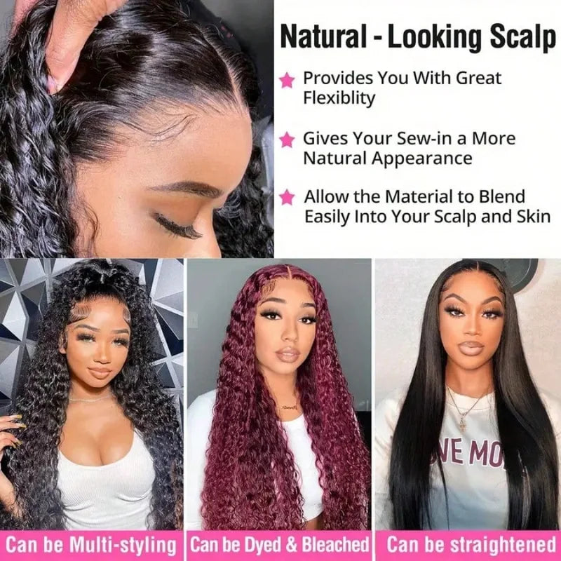 Deep Wave Frontal Wig 13x4 13x6 HD Transparent Lace 250% Density Human Hair