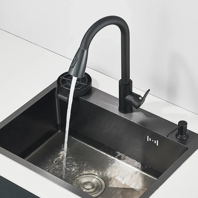 Large Stainless Steel Kitchen Sink with Integrated Faucet & Drain Basket