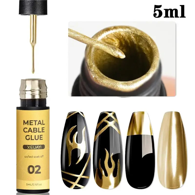 Metallic Nail Gel Polish with Mirror Effect & Brush - UV Soak Off Chrome Art Kit