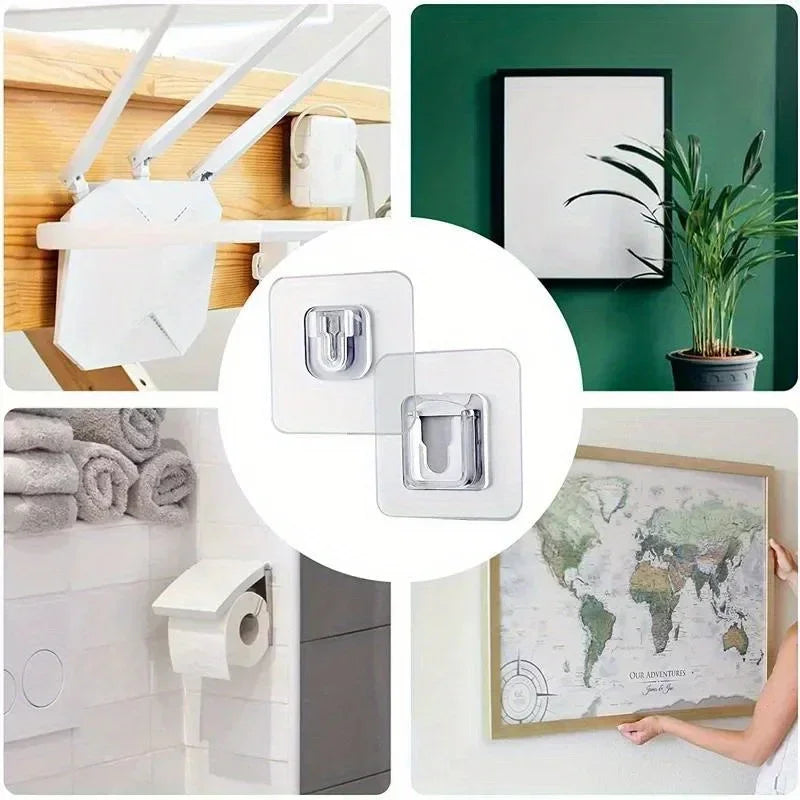 Self-Adhesive Wall Hooks Set – Transparent Strong Mounting Fixing Patches for Kitchen Bathroom