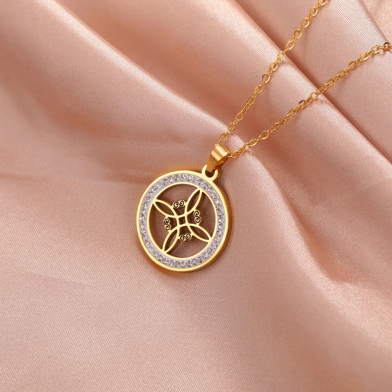 Ladies' Celtic Witch Knot Pendant Necklace Stainless Steel Talisman Jewelry
