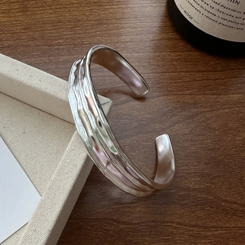 Sterling Silver Wide Bracelet for Women Handmade Vintage Jewelry Gift