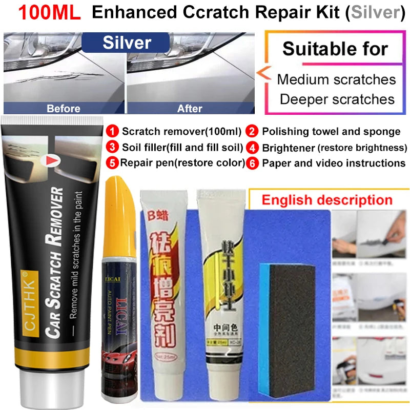 Car Scratch Remover Paint Care Kit - Auto Swirl & Scratch Repair Polishing