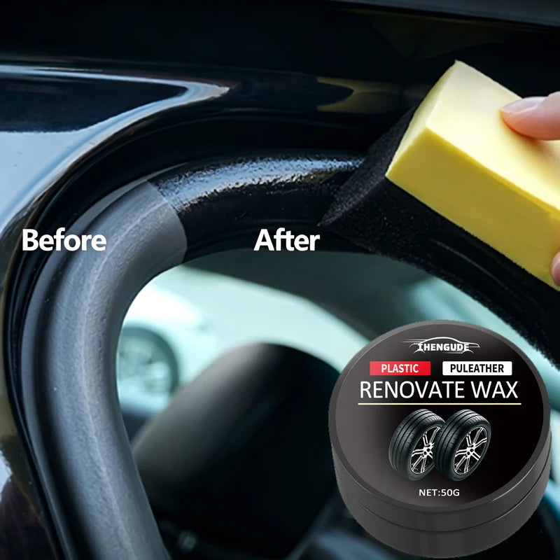 Universal Rubber Renewal Wax - Long-Lasting Black Car & Leather Coating Restoration