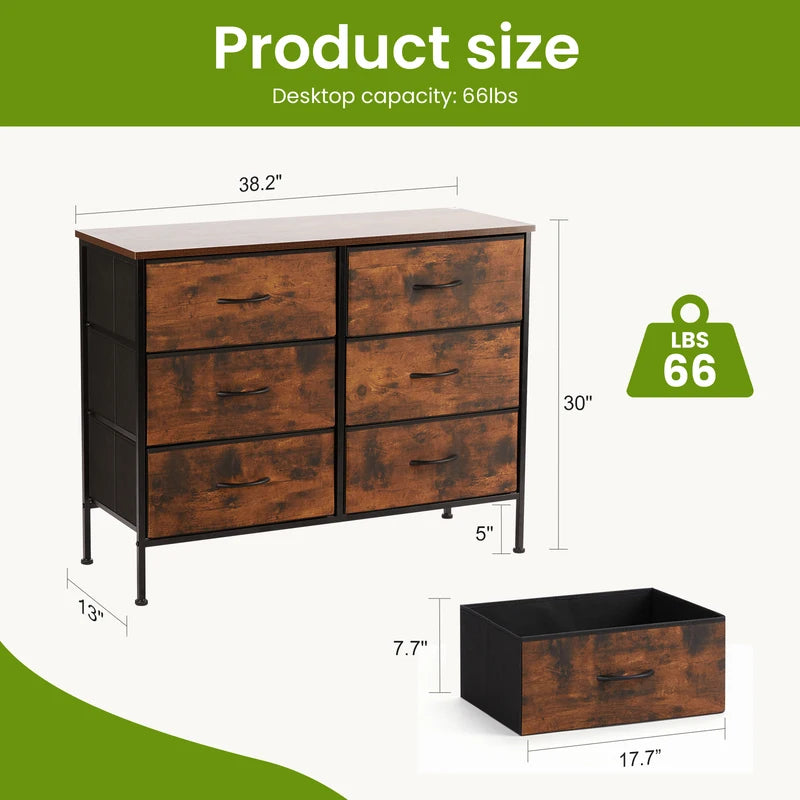 Fabric Cabinet with Wooden Top - Multi-Use Storage Chest for Living Room and Bedroom