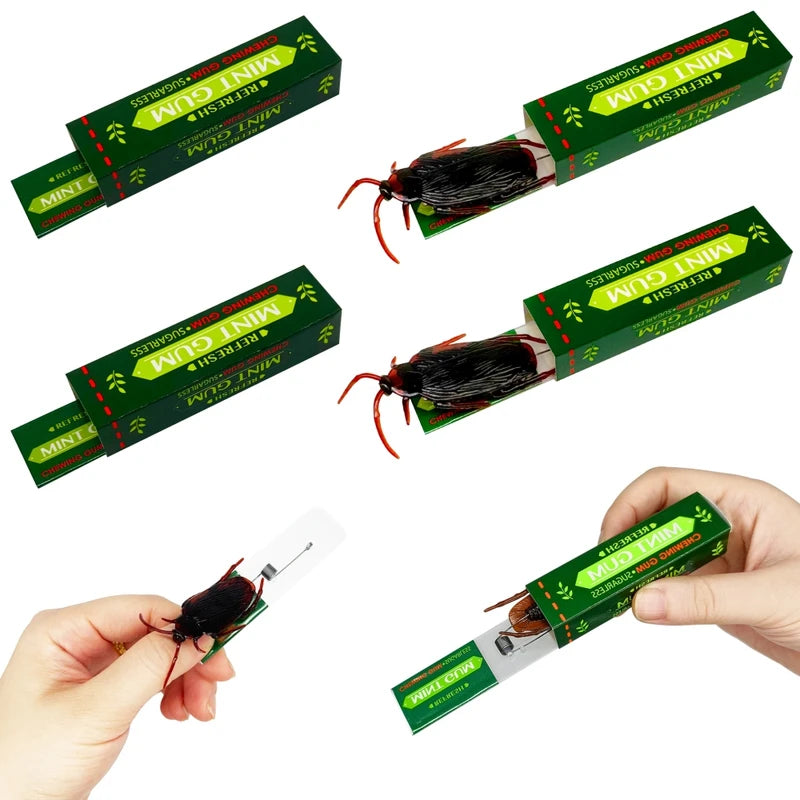Halloween Prank Cockroach Chewing Gum Pack - Fake Plastic Cockroaches for Party & Decoration