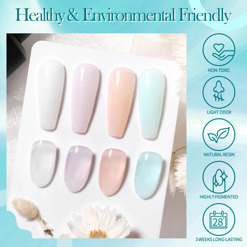 Milky Jelly Rubber Base Gel for Gel Nails 15ml - Self-Leveling, Soak Off Nude Color
