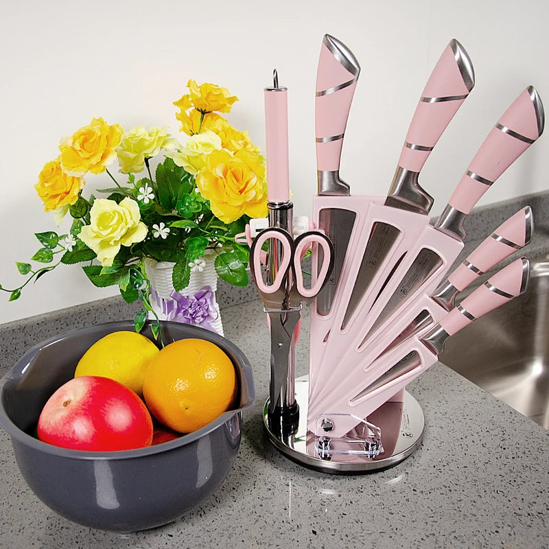 9-Piece Kitchen Knife Set with Stainless Steel Blades & Sharp Meat, Bread, Fruit Knives