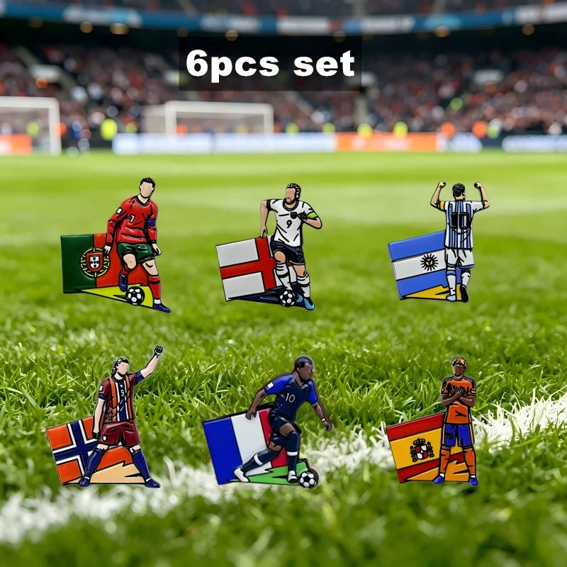 Football Enamel Brooch Soccer Player Lapel Pins Gift for Fans Boys Men