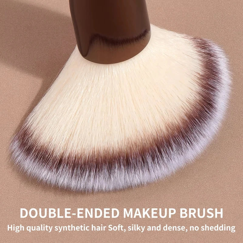 Double Ended Contour Makeup Brush for Foundation, Powder & Blush - Soft Dense Bristles