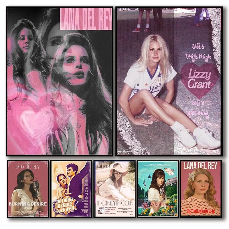 Music Album Wall Art Canvas Poster - Black and Pink Lizzy Grant Room Decor
