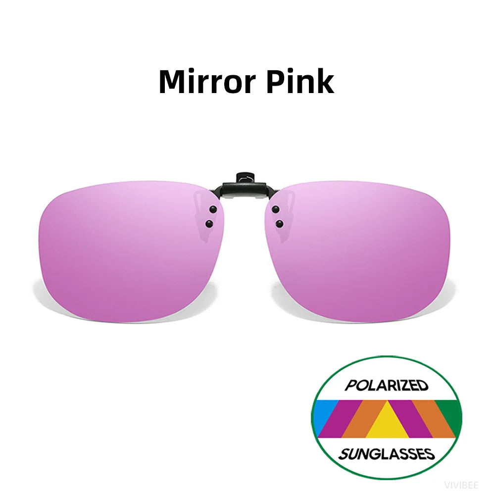 Polarized Flip Up Clip-On Sunglasses for Men and Women UV400 Night Vision Mirror