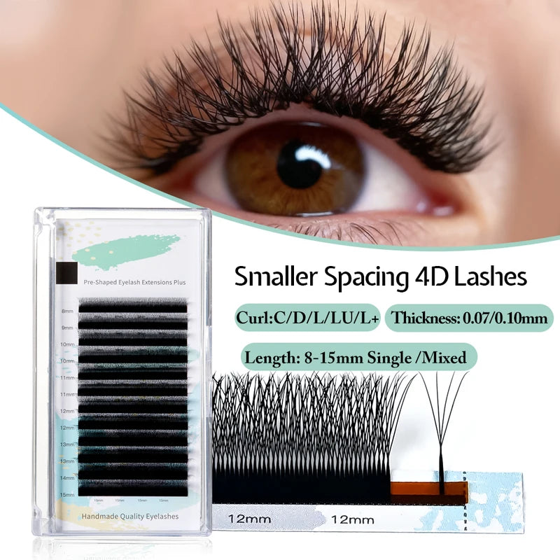 False Eyelash Extensions 4D V-Shaped Premade Volume Fans Natural Soft Lashes