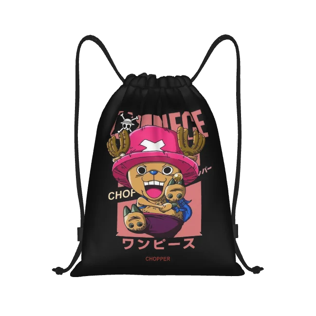 Anime One Piece Drawstring Backpack Waterproof Sports Bag Unisex Storage Bag for Kids and Adults