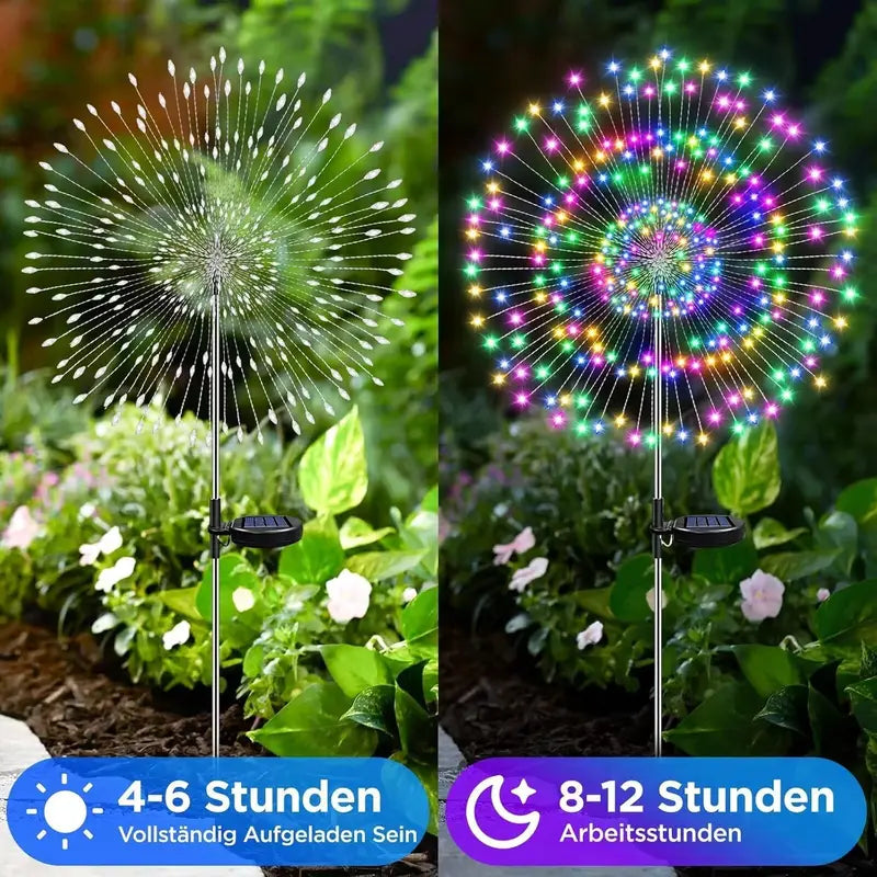 Solar Garden Dandelion Lights with Firework Effect - Waterproof Outdoor LED Stake Lighting