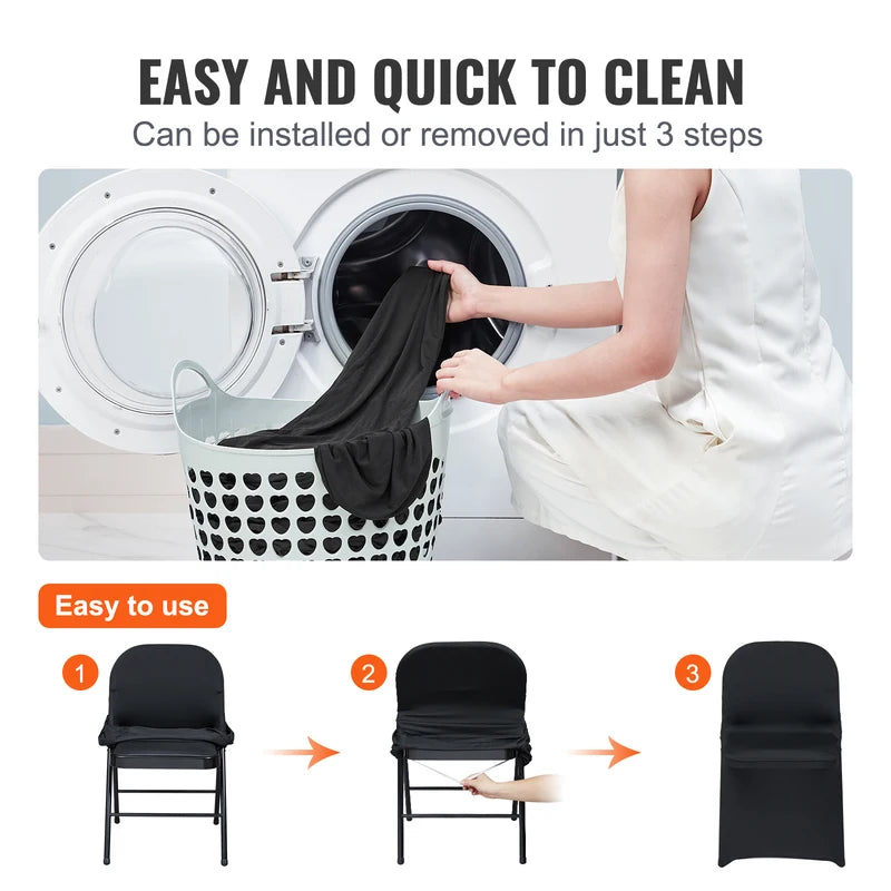 Stretch Spandex Folding Chair Covers Set - Washable Protective Slipcovers for Dining, Banquet & Event Chairs