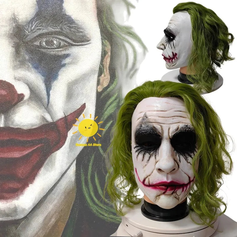 Latex Joker Mask for Cosplay Halloween Party Carnival Full Face Costume Prop