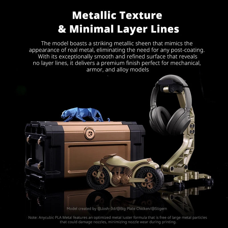 PLA Metal Filament 1.75mm Impact-Resist Metallic Texture for 3D Printing