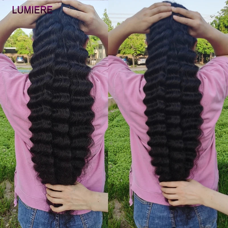 Deep Wave Human Hair Bundles with Closure - Wavy Curly Weave Extensions