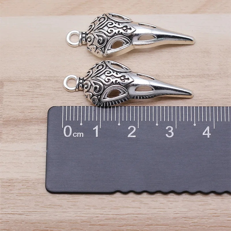 Skull Bead Charms 10pcs DIY Jewelry Making Zinc Alloy 35x13mm - Multiple Colors