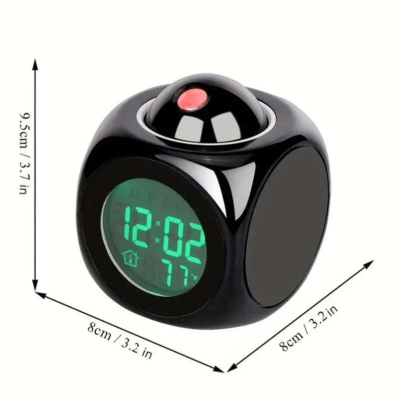 Multi-Function Projection Alarm Clock with LED Light and Voice Reminder