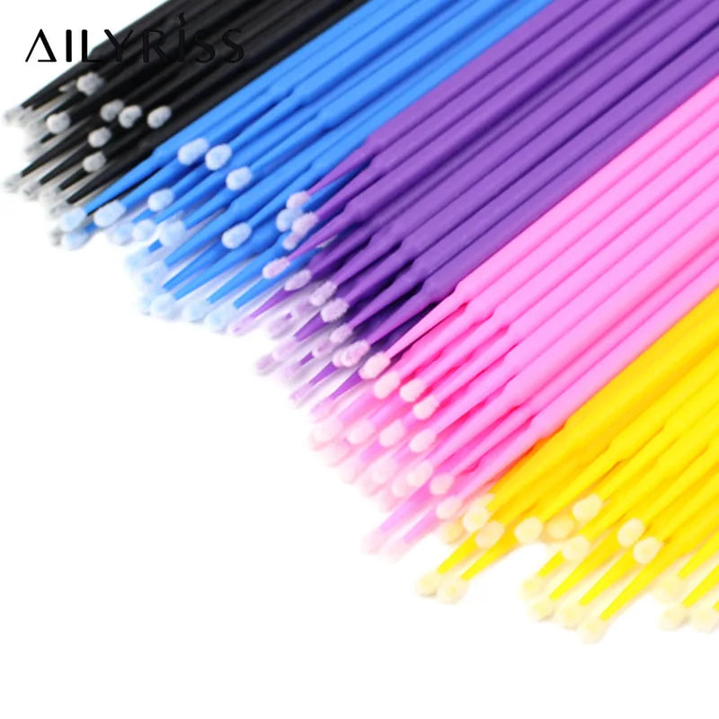 Disposable Eyelash Brushes Swab 100pcs Micro Applicators for Eyelash Extensions