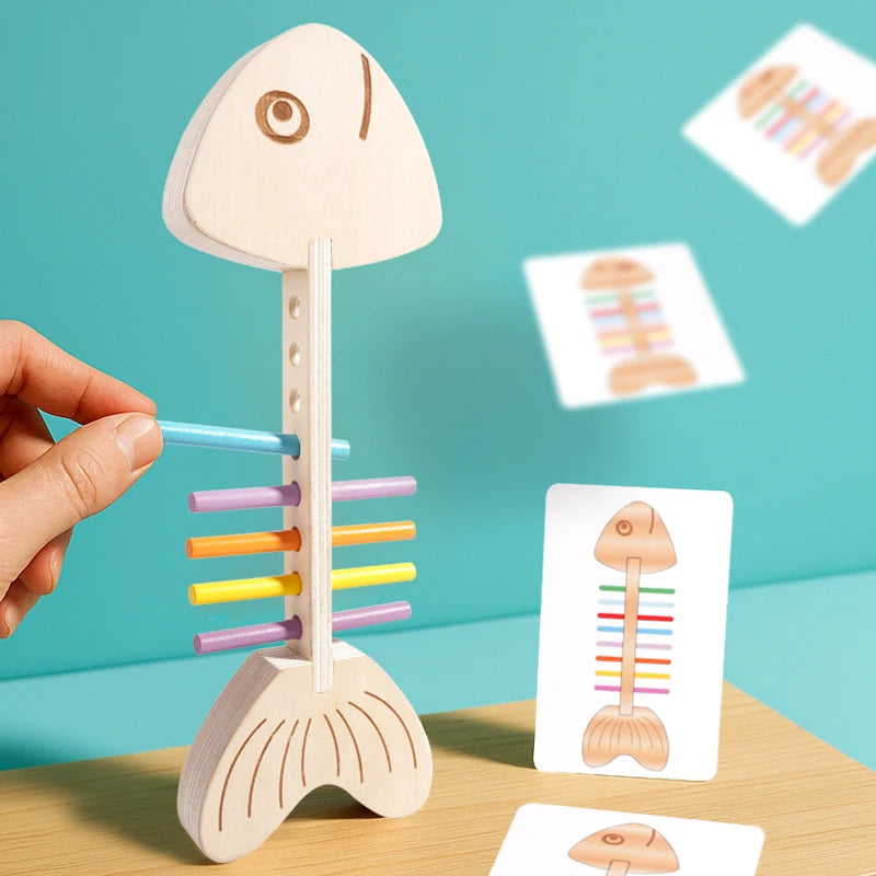 Montessori Color Matching Sensory Wooden Balance Stick Educational Toy for Kids