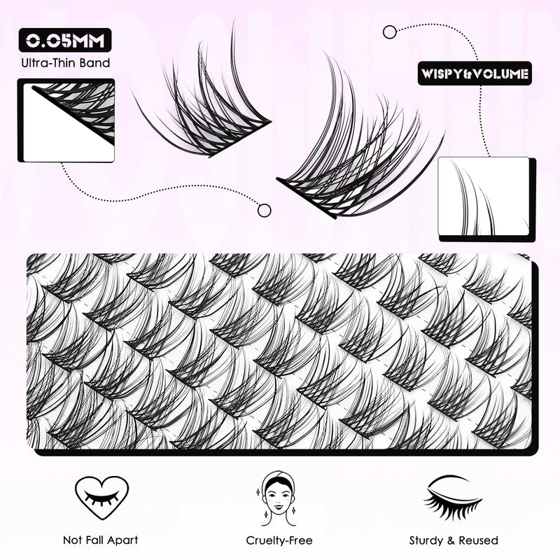 DIY Eyelash Cluster Kit with Bond & Seal - Natural Lash Extensions Set