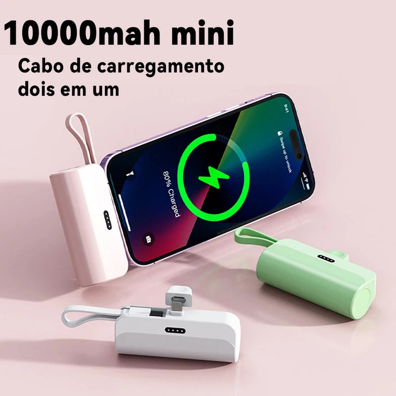 10,000mAh Mini Wireless Power Bank with Fast Charging & Embedded Cable
