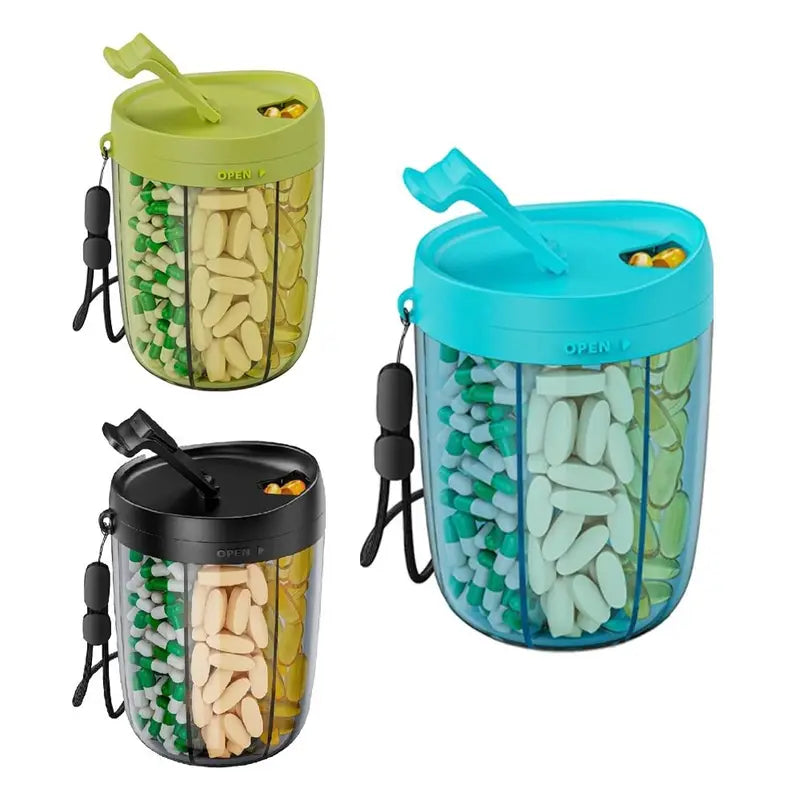 6 Compartments Plastic Pill Dispenser with Wide Opening BPA-Free Storage Box