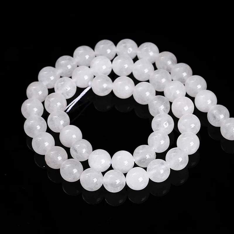 Natural Stone Beads for Jewelry Making - White Jade Round Loose Spacer Beads