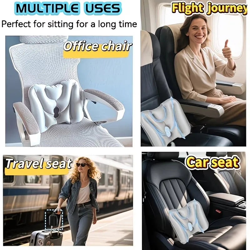 Inflatable Travel Waist Support Cushion with Storage Bag - Ergonomic & Portable