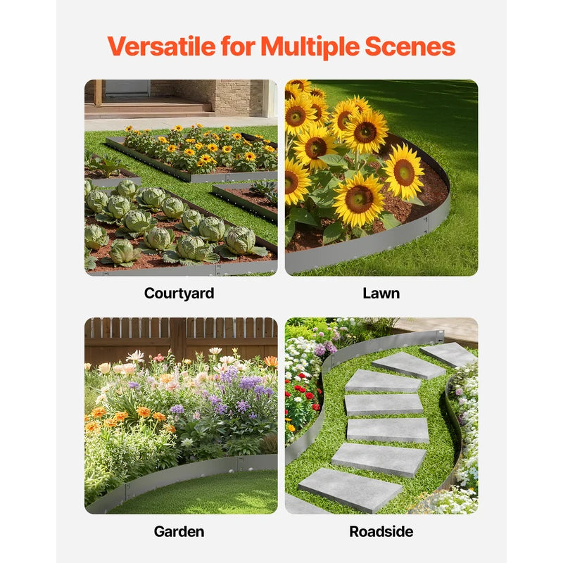 Metal Landscape Edging 5 Pieces Flexible Rust-Resistant Garden Border Heavy Duty