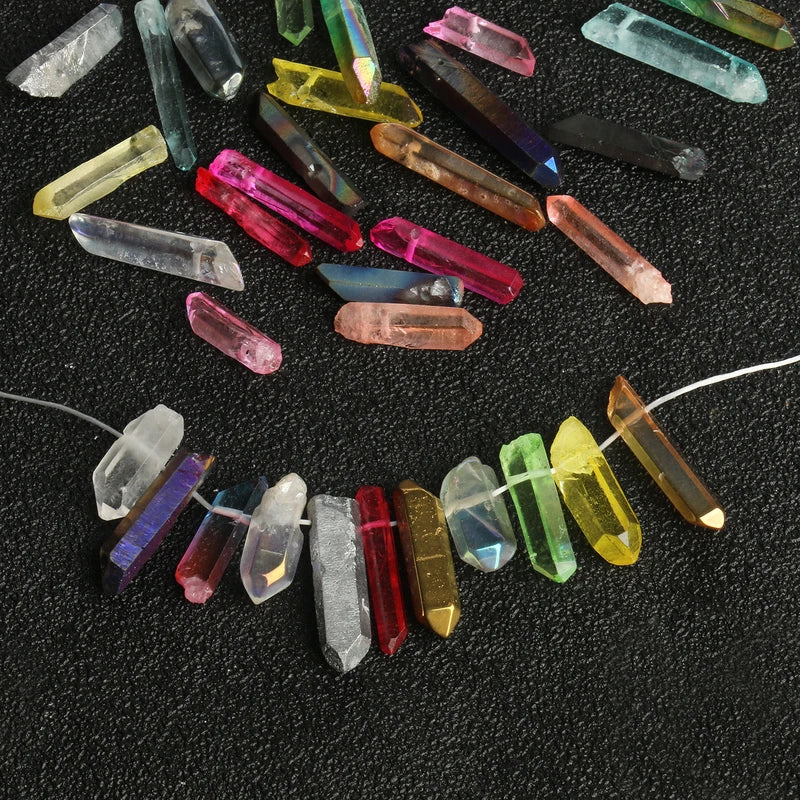 Natural Quartz Crystal Beads - Raw Spike Points for Jewelry Making - 10/20pcs