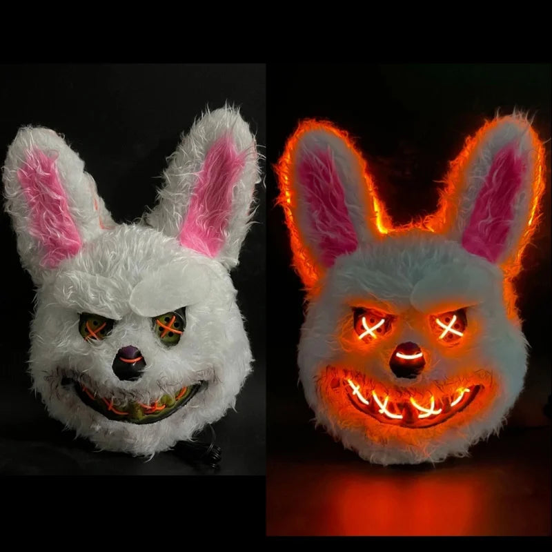 LED Light Halloween Face Mask - Cosplay, Party, Stage Makeup Bloody Rabbit & Bear
