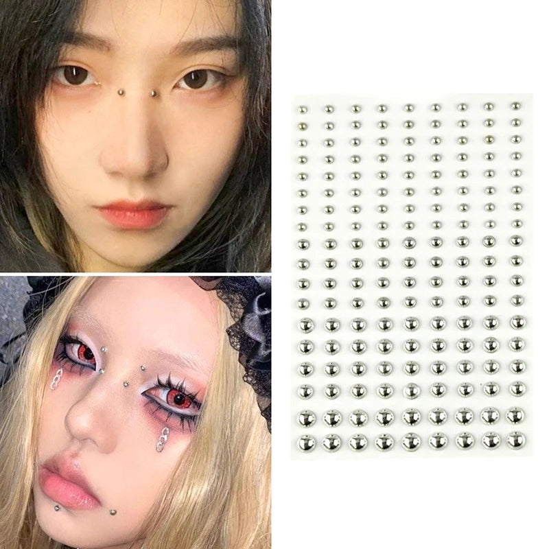 Fake Nose Lip Eyebrow Stickers Set - Reusable Body Jewelry for Teens