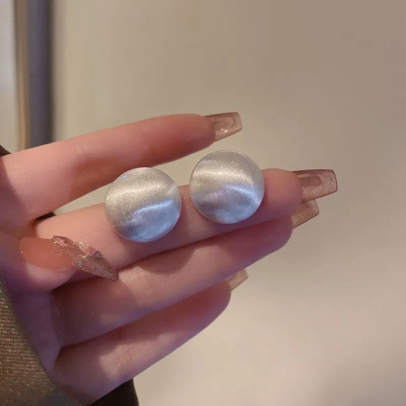 Simple Geometric Round Stud Earrings for Women - Trendy Retro Jewelry