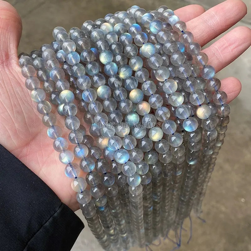 Natural Gray Labradorite Beads for Jewelry Making - 7mm, 6mm, 8mm, 9mm