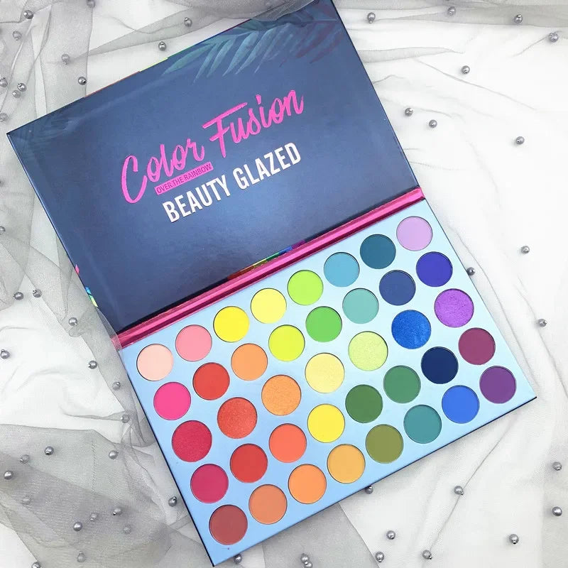 Rainbow Eyeshadow Palette with 39 Neon Glitter Shades Long Lasting Makeup