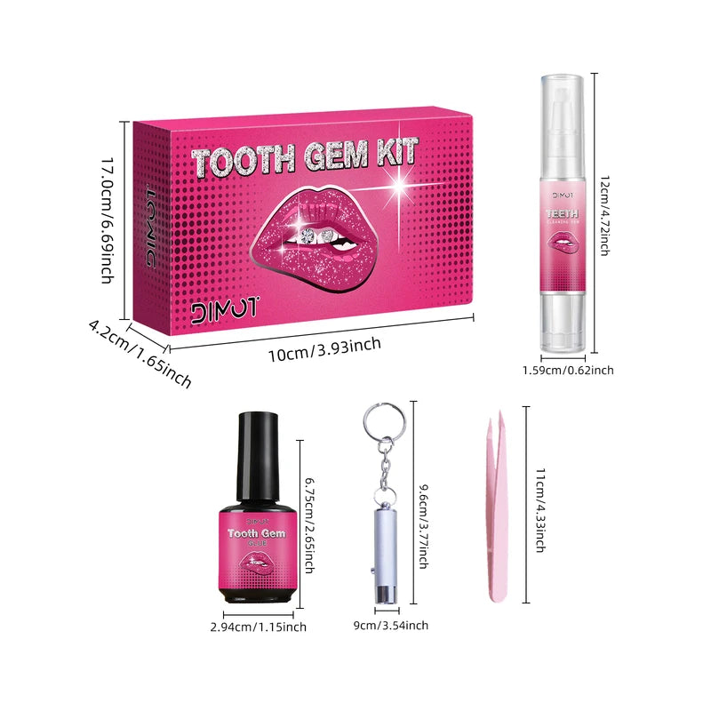 DIY Tooth Gem Kit with Crystals & UV Light for Temporary Teeth Jewelry & Face Body Decor
