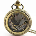 Retro Quartz Pocket Watch with Hollow Mockingbird Design - Stylish Bronze Finish