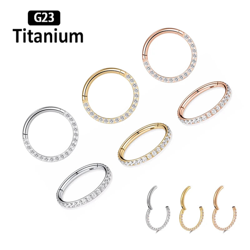 16G Stainless Steel Hoop Nose Ring Clicker Septum Piercing Jewelry
