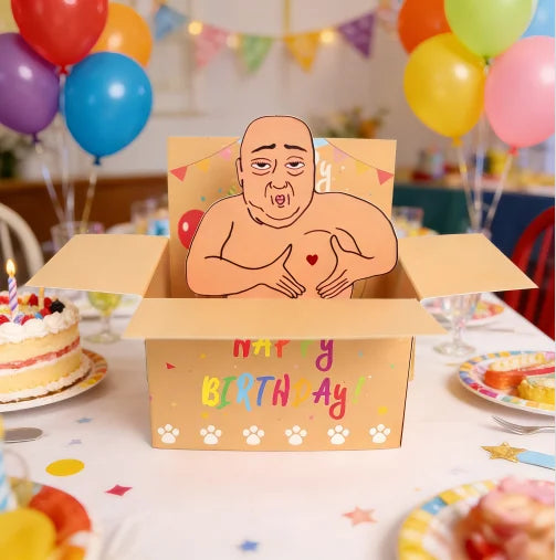 Funny Happy Birthday Pop-Up Card for Party Office Home Decor - Cute Desktop Novelty
