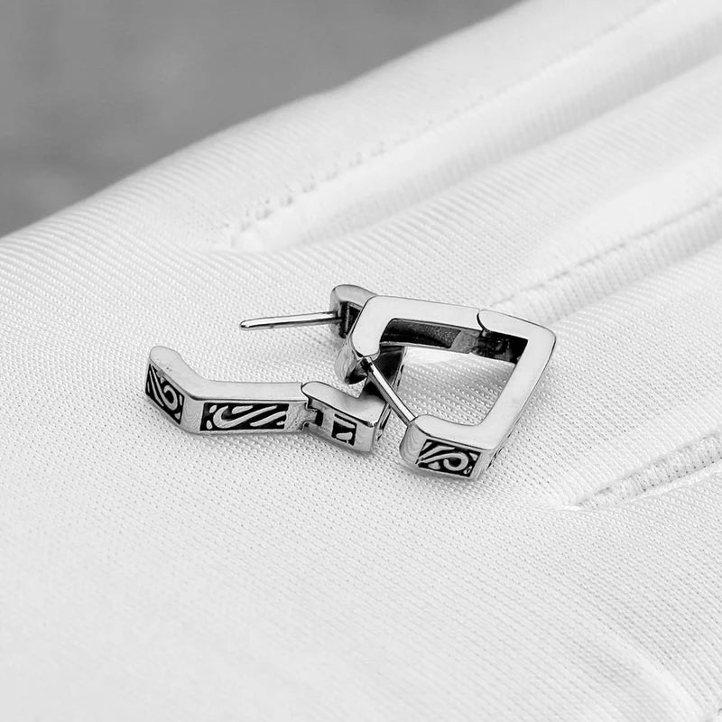 Men's Celtic Minimalist Hoop Earrings Stainless Steel Punk Jewelry