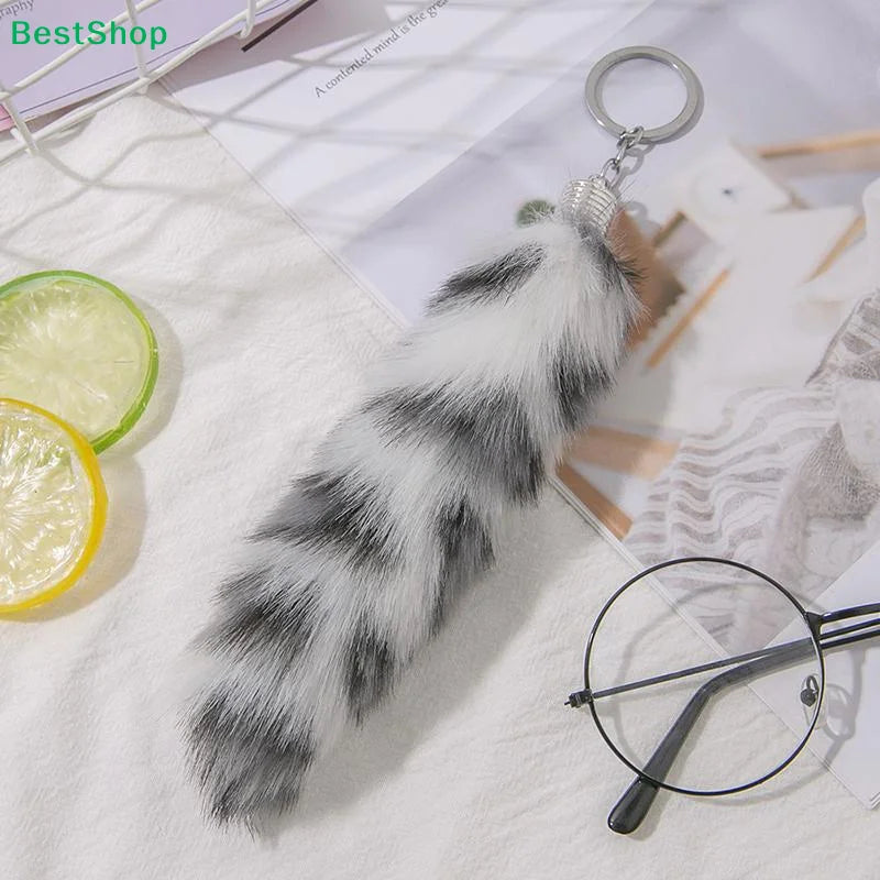 Fox Tail Keychain Irregular Car Bag Pendant Animal Style Plush Keyring